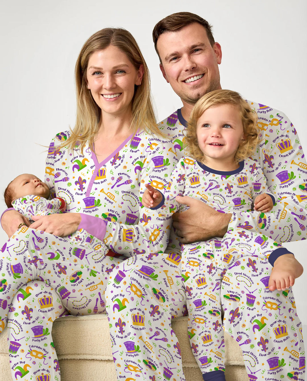 Mardi Gras Family Matching Custom Women Pajama Set