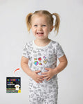 All Colorable Alphabet Bamboo Two Piece Short Sleeve Pajama Set