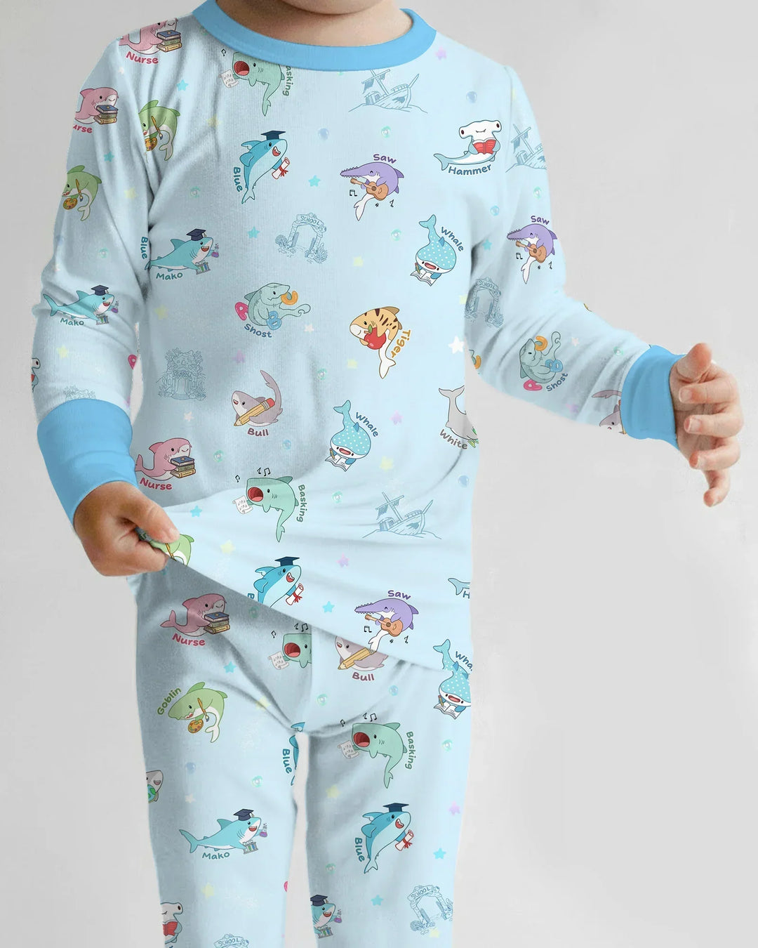 Shark School Bamboo Two Piece Long Sleeve Pajama Set