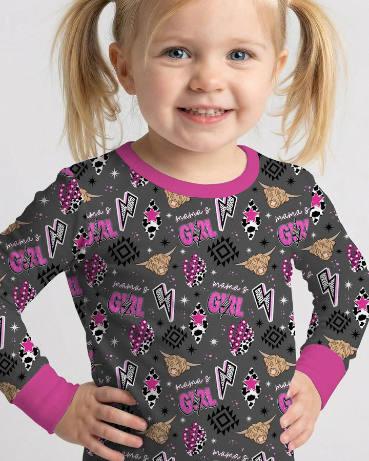 Western Mama & Me Matching  Bamboo Two Piece Long Sleeve Pajama Set