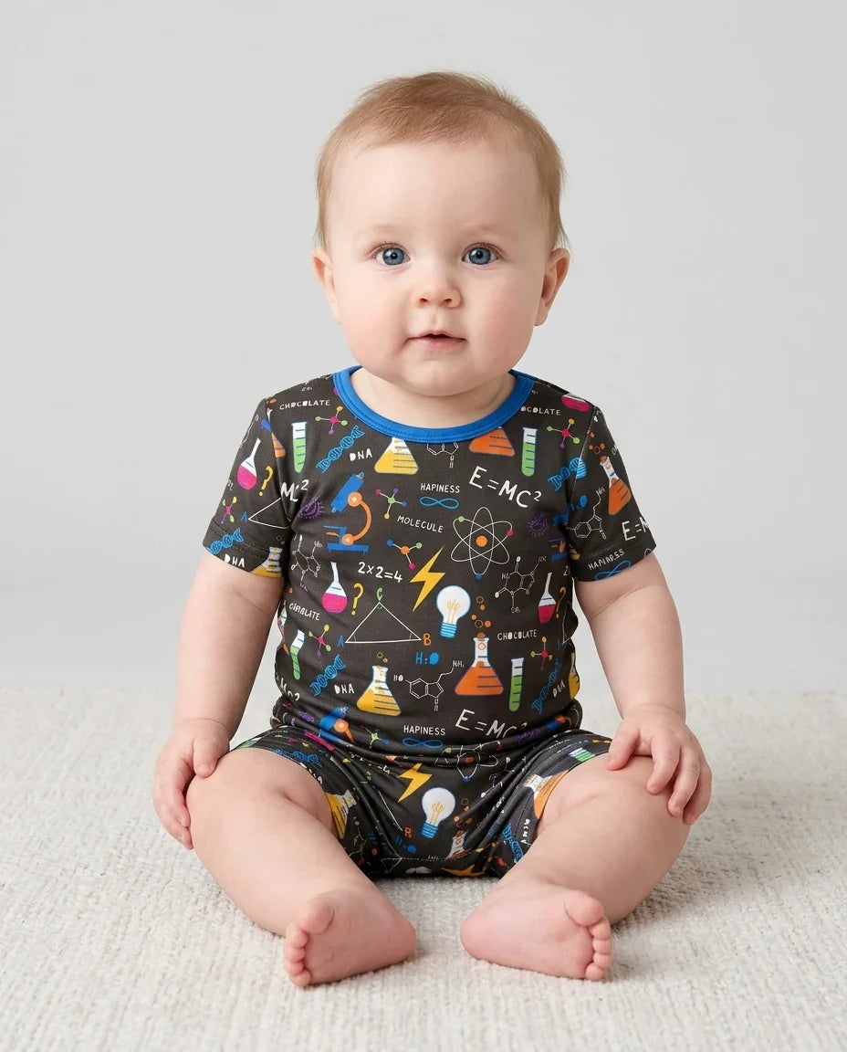 Science Explorer Family Matching Bamboo Two Piece Short Sleeve Shorts Pajama Set