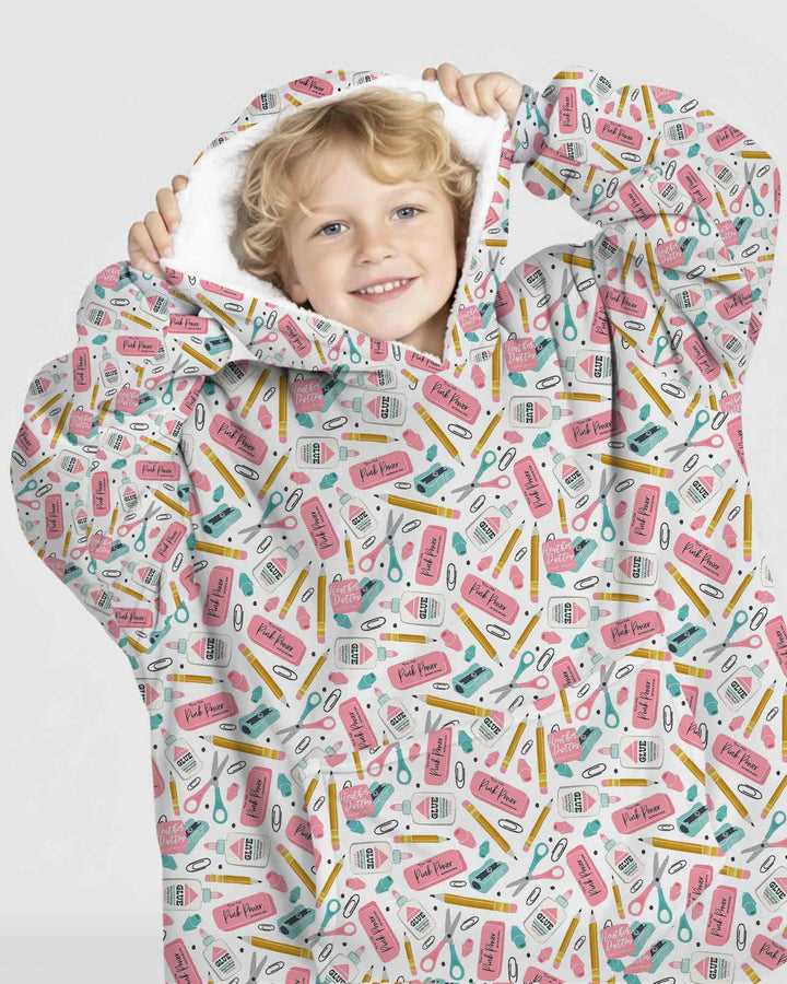 Pink Power School Supplies Bamboo Blanket Hoodie