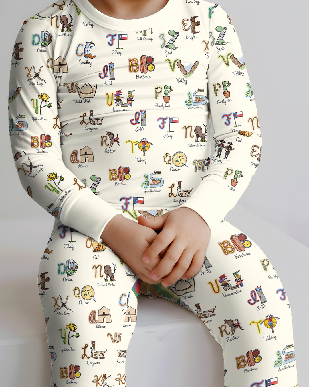 Texas Alphabet Bamboo Two Piece Long Sleeve Pajama Set