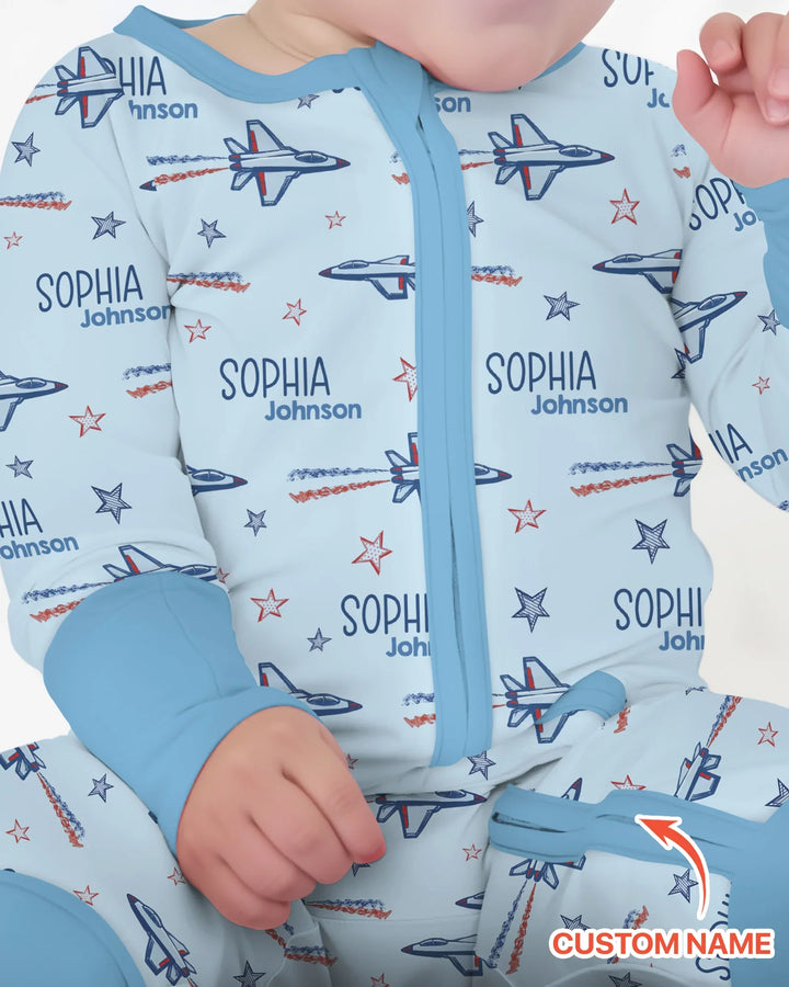 Patriotic American Flag Jet Fighter Bamboo Convertible Zippy