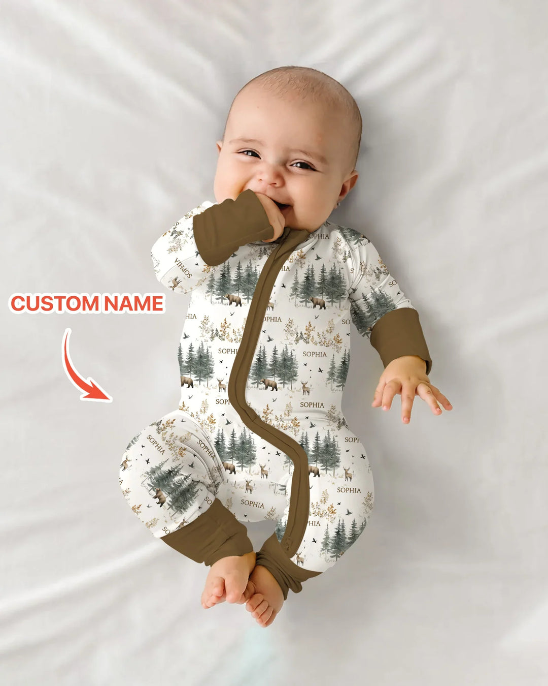 Custom Name Forest Bear Deer Bamboo Convertible Zippy