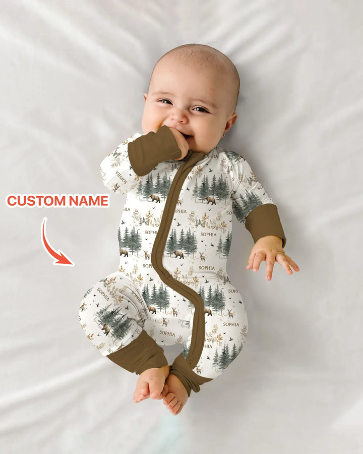 Custom Name Forest Bear Deer Bamboo Convertible Zippy