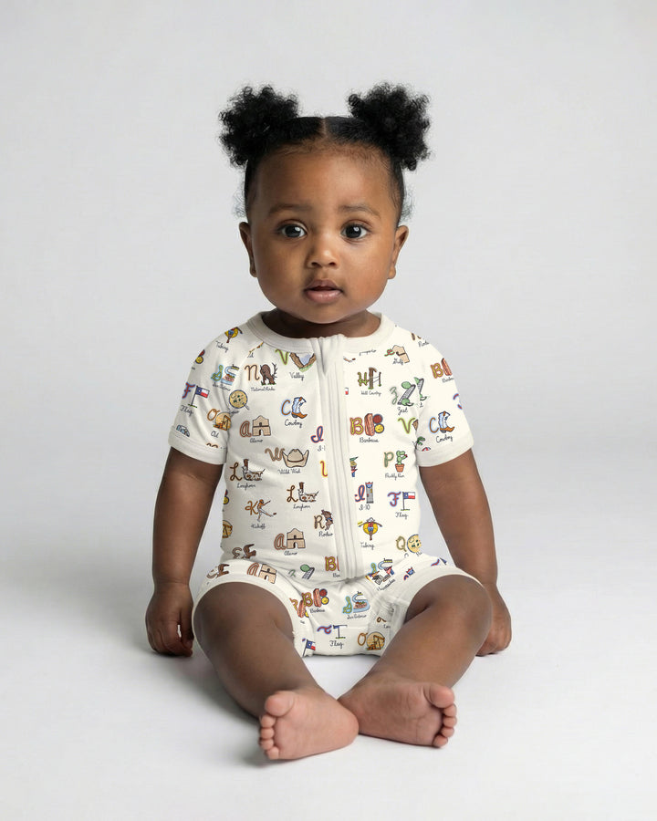 Texas Alphabet Bamboo Shorty Zippy