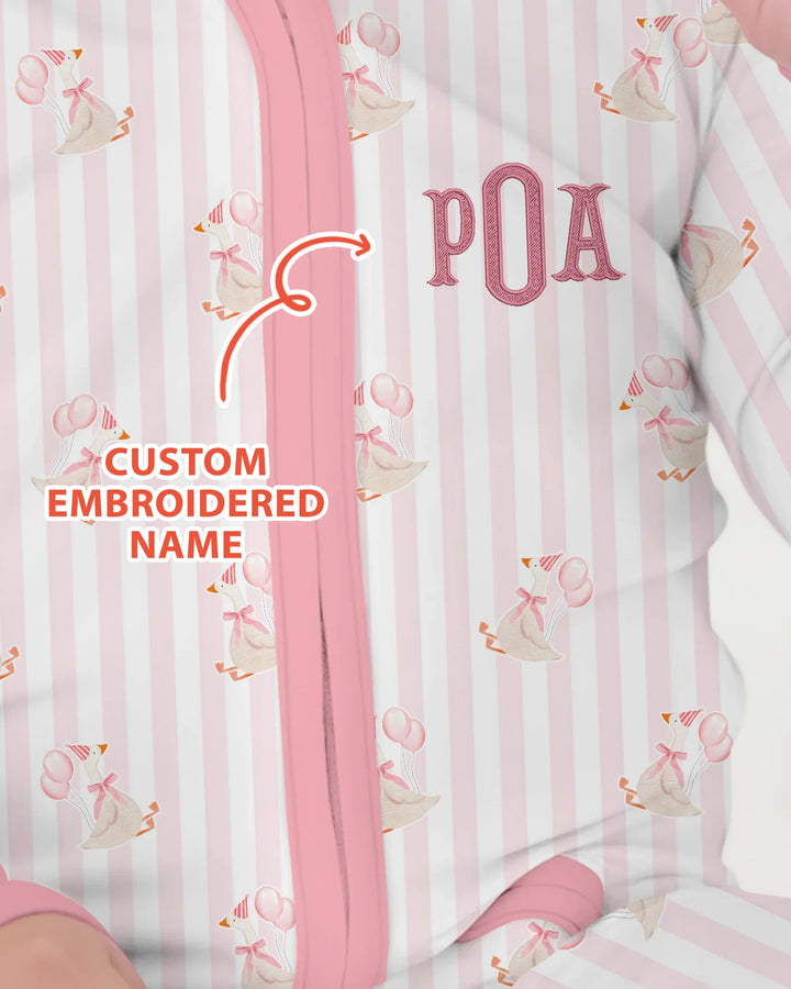 Custom Name Embroidered Birthday Girl  Bamboo Convertible Zippy