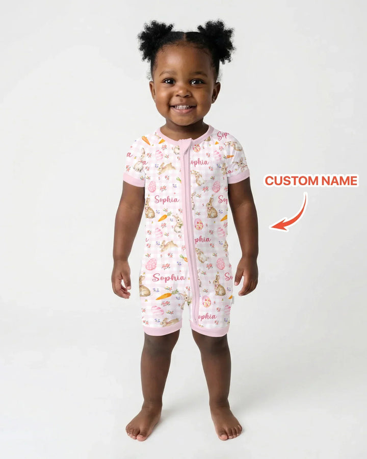 Custom Name Bunny Garden Shorty Zippy