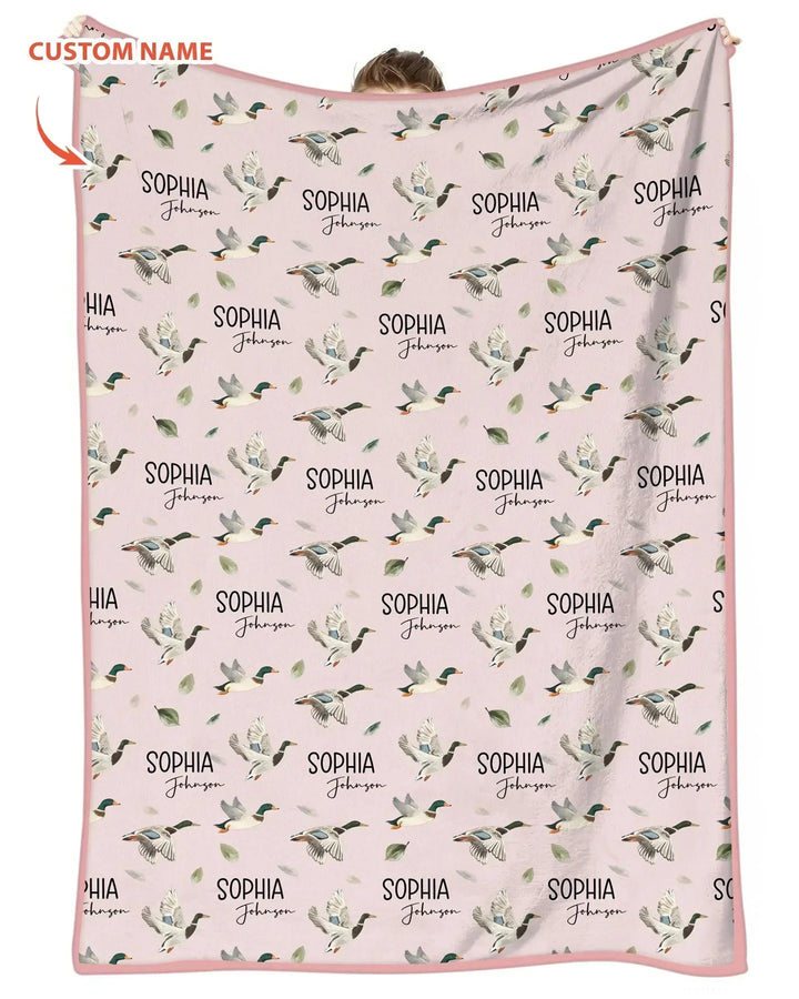 Custom Name Mallard Duck Bamboo Blanket