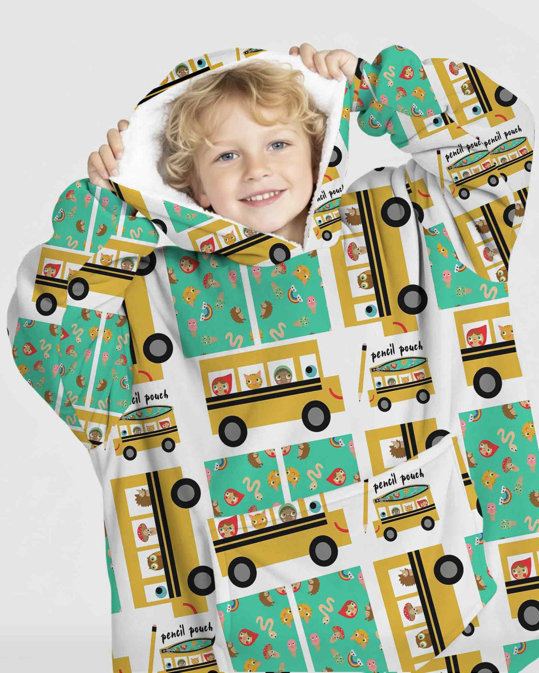 School Bus Adventures Bamboo Blanket Hoodie