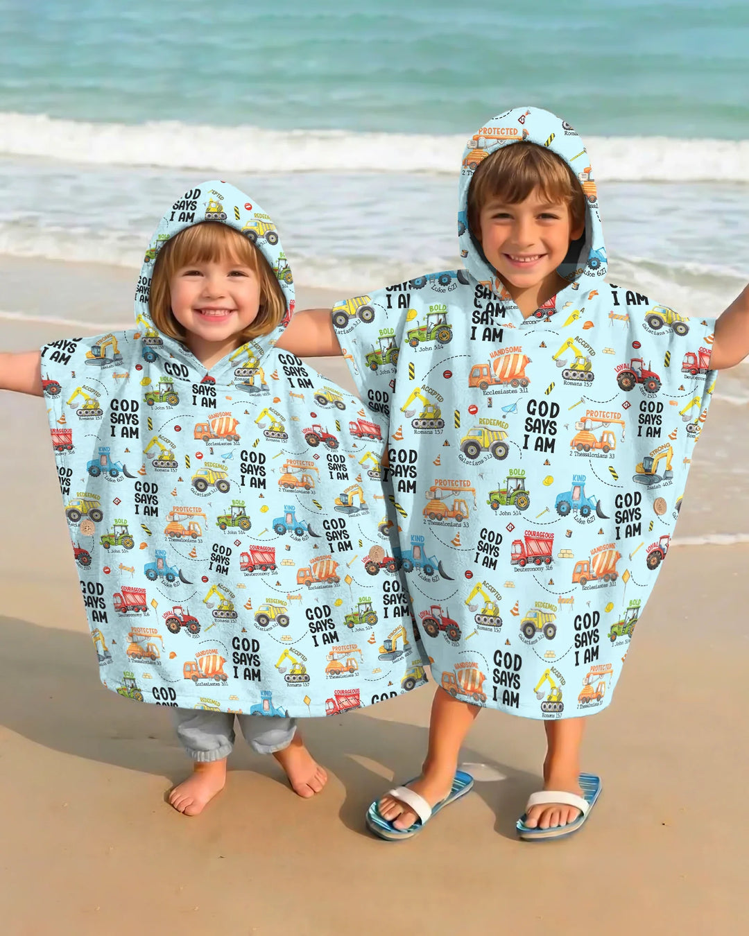God Says I Am Boy Bamboo Swim Poncho