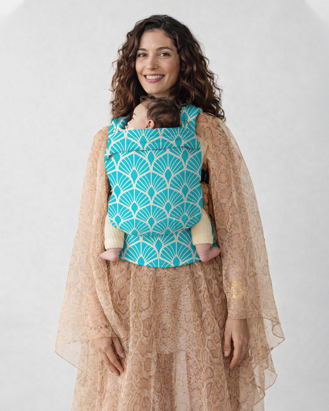 Teal Art Deco Fan Baby Carrier