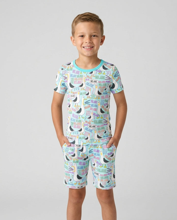 Conjunto de Pijama de Dos Piezas de Bambú con Mangas Cortas y Pantalones Cortos
