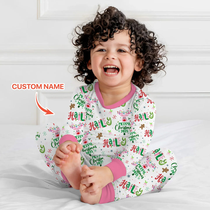 Custom Name "Whimsical Little Things" Two Piece Long Sleeve Pajama Set