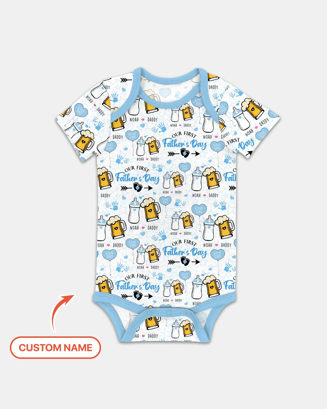 Custom Name First Father's Day Drink Bamboo Bodysuit