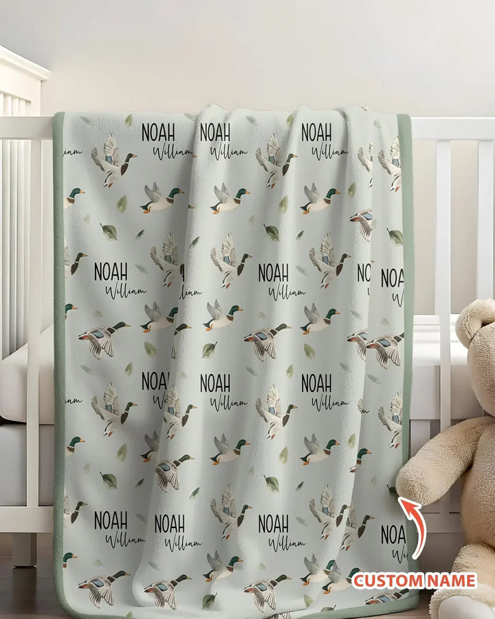 Custom Name Mallard Duck Bamboo Blanket