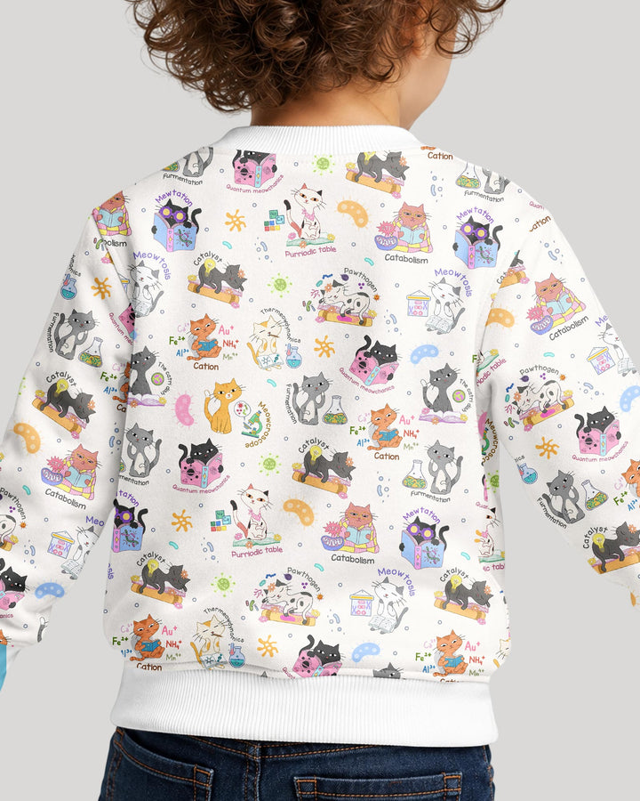 Funny Cat Love Scientist Bamboo Crewneck Sweatshirt