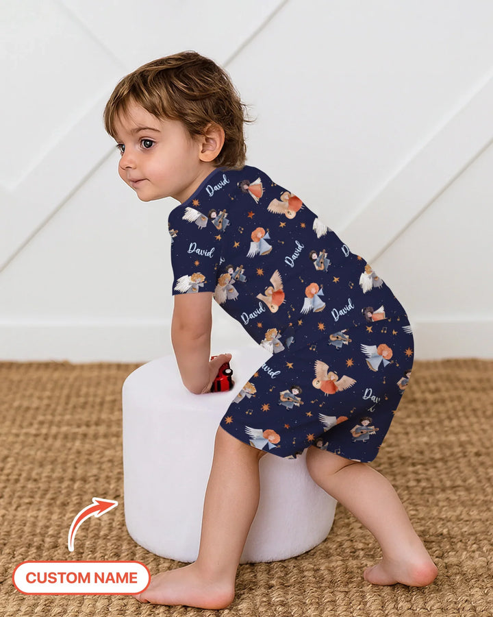 Guardian Angels Custom Name Bamboo Two Piece Short Sleeve Shorts Pajama Set