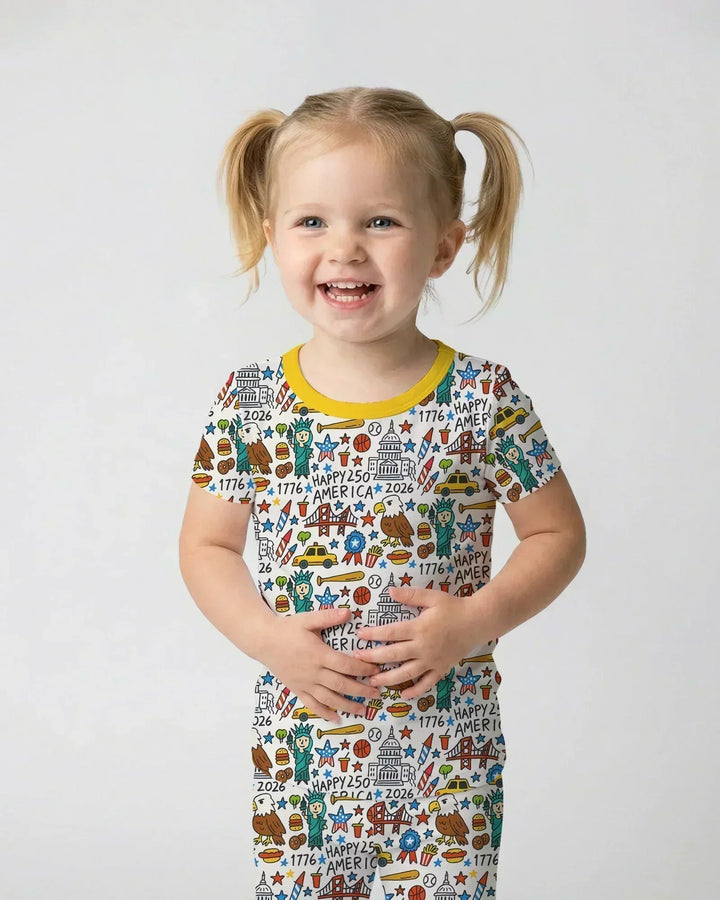Doodle America 250th Anniversary Family Two Piece Short Sleeve Pajama Set