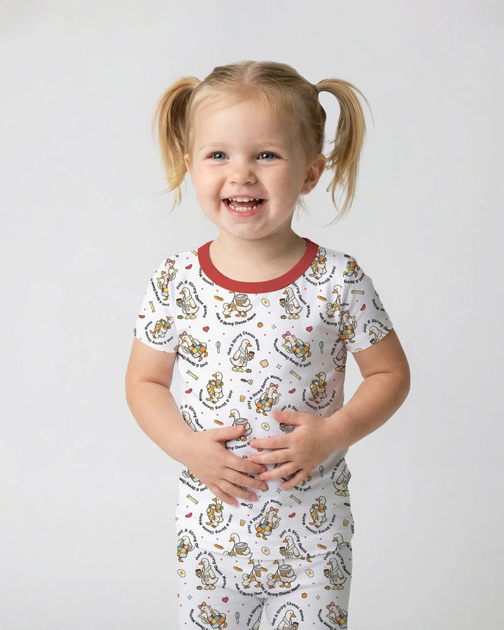 Conjunto de pijama de bambú de dos piezas de manga corta Just A String Cheese Mama Era Mommy & Me