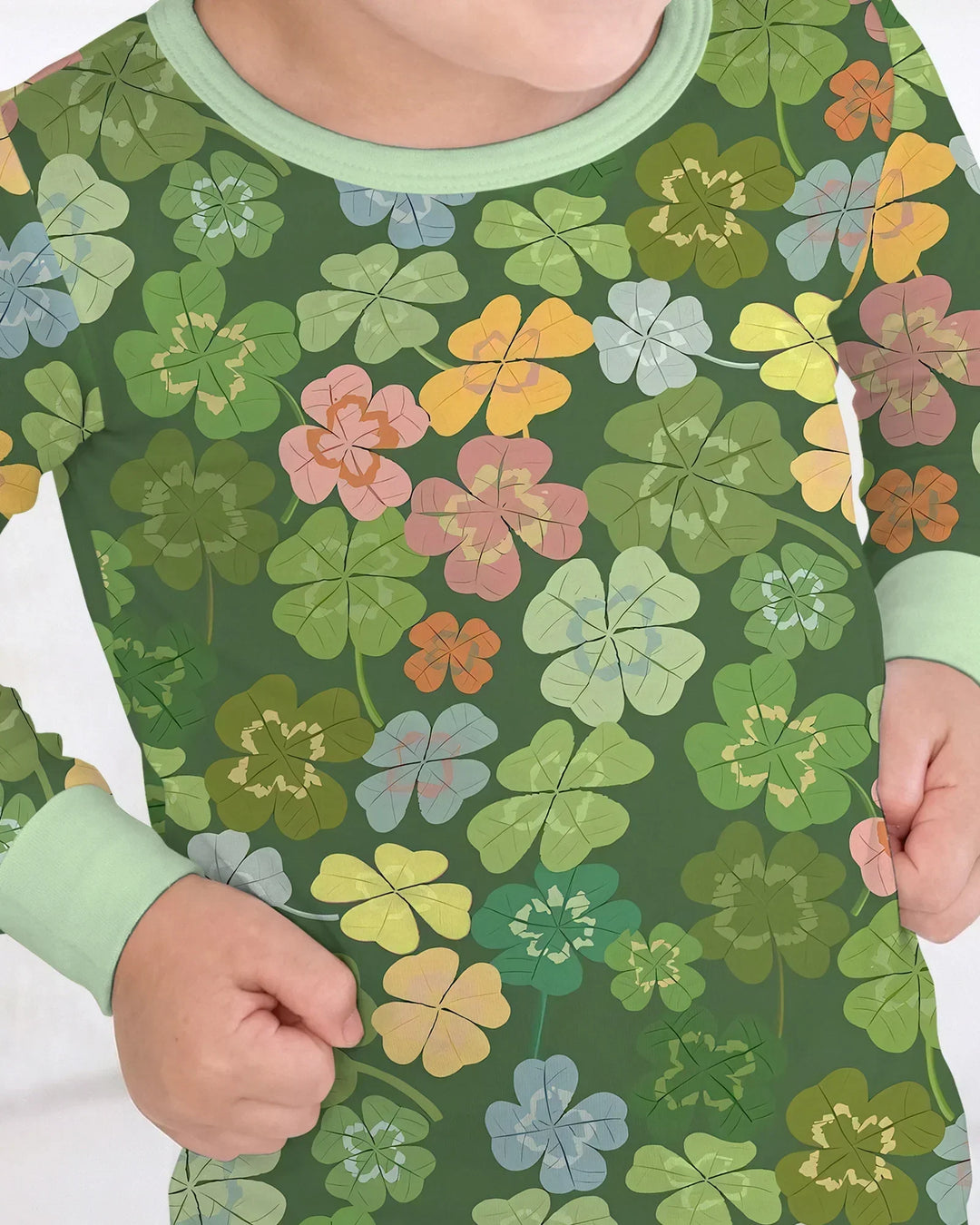 Lucky 4 Leaf Clover Two Piece Long Sleeve Pajama Set