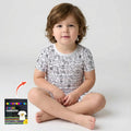 Hebrew Alphabet Colorable Bamboo Two Piece Short Sleeve Shorts Pajama Set