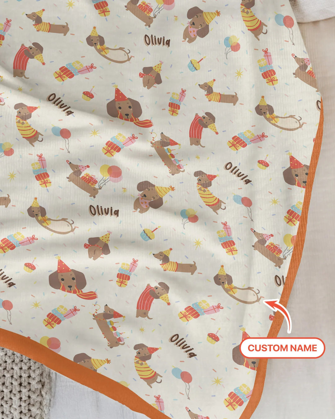 Dachshund Birthday Bamboo Blanket