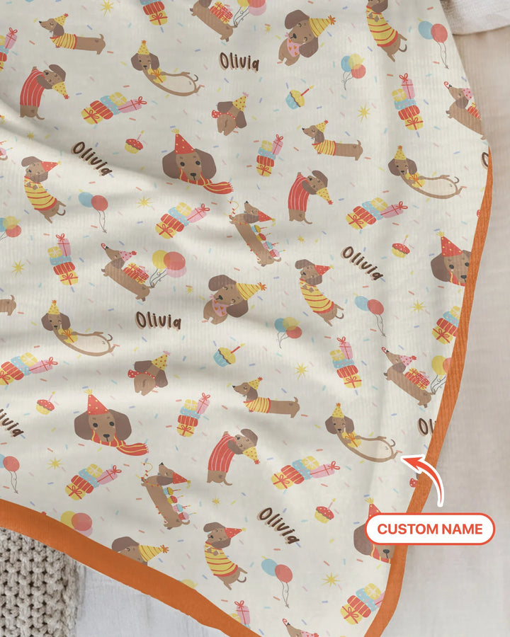 Dachshund Birthday Bamboo Blanket