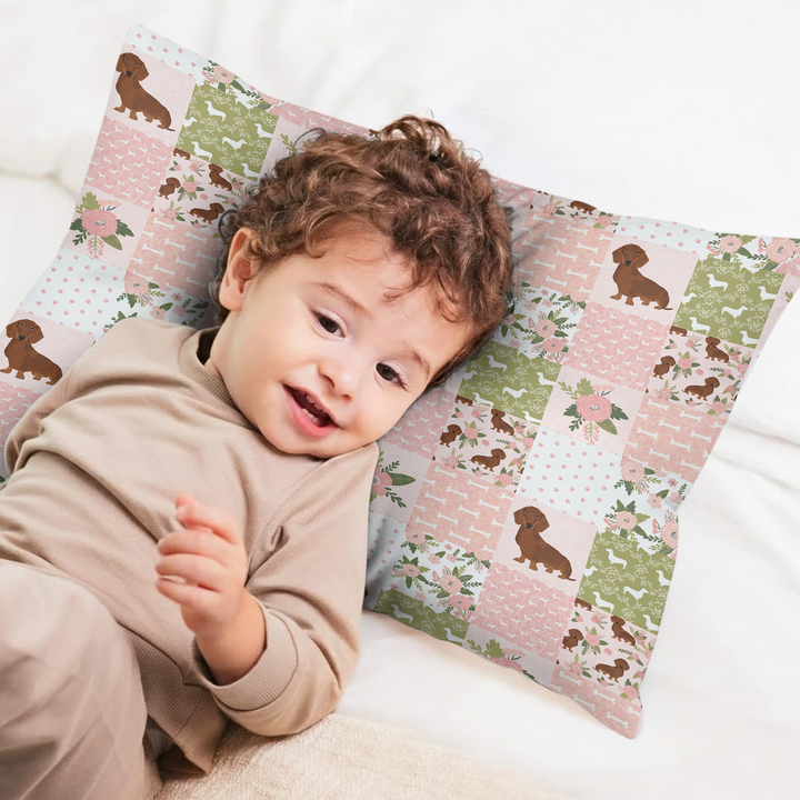 Floral Dachshund Grace Pillow Case