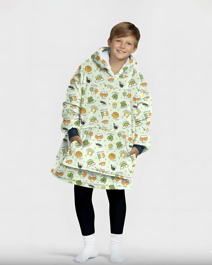 Kawaii St Patrick's Day Wearable Blanket Hoodie