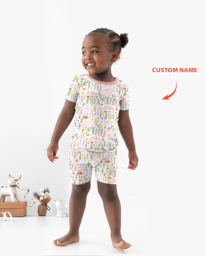 Zweiteiliges Pyjama-Set mit kurzen Ärmeln und Shorts im Sommer-Design