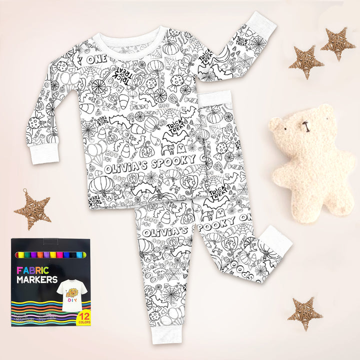 All Halloween Colorable Two Piece Long Sleeve Pajama Set