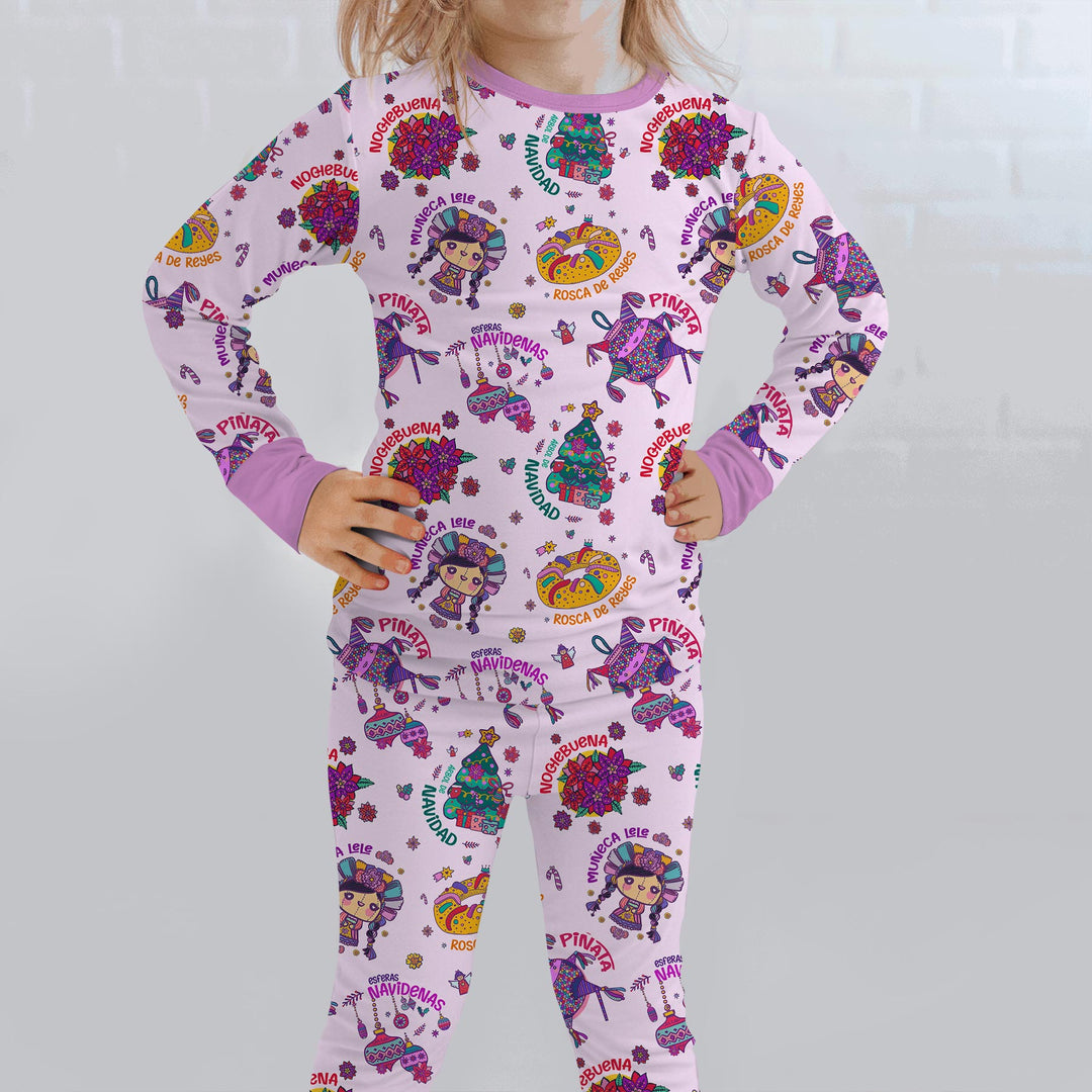 Zweiteiliges Langarm-Pyjama-Set mit Sommerfrüchten