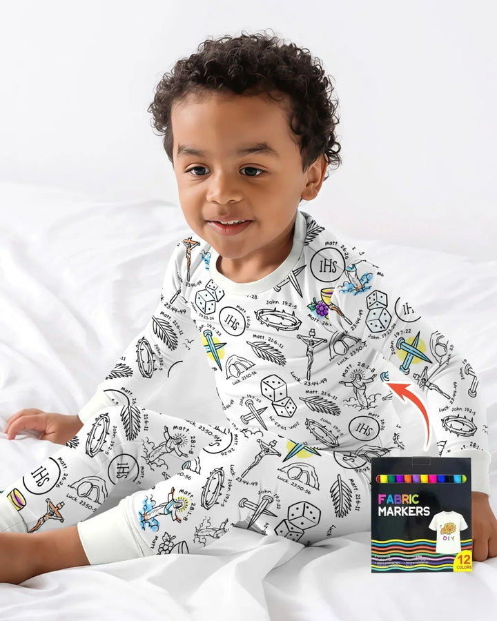 Easter Story Colorable Two Piece Long Sleeve Pajama Set