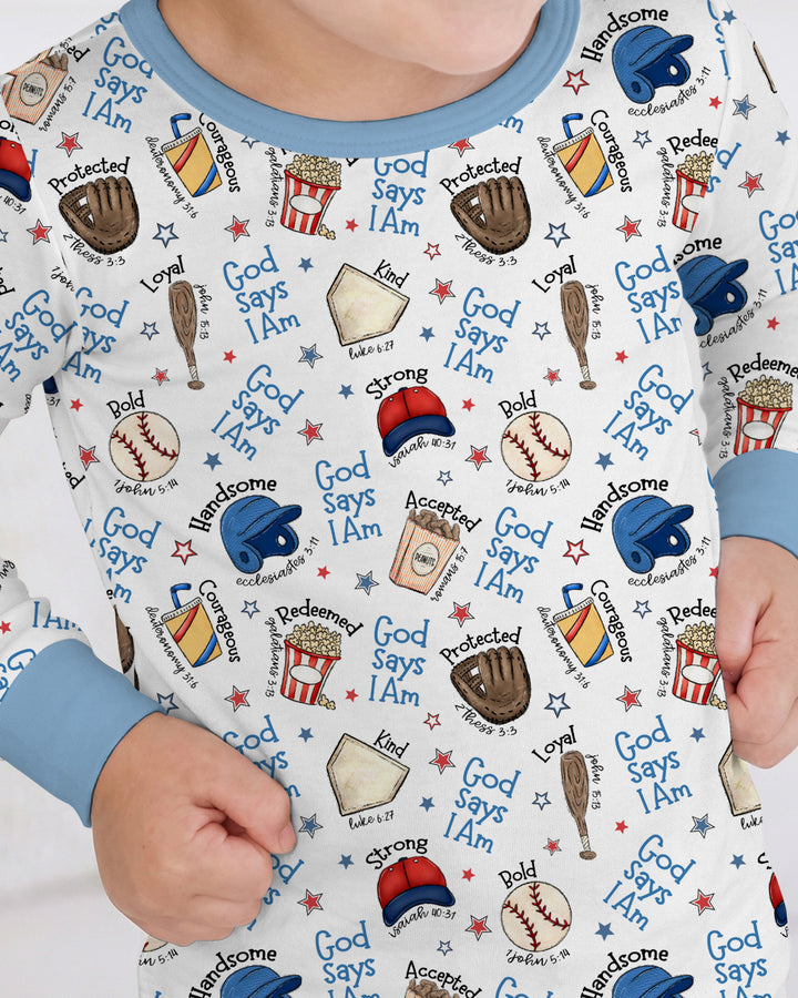 Christian Baseball Two Piece Long Sleeve Pajama Set