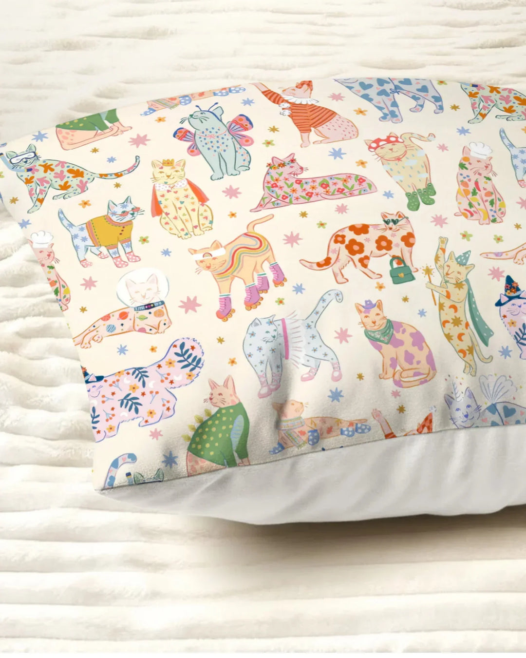 Whimsical Cat Parade Bamboo Pillow Case