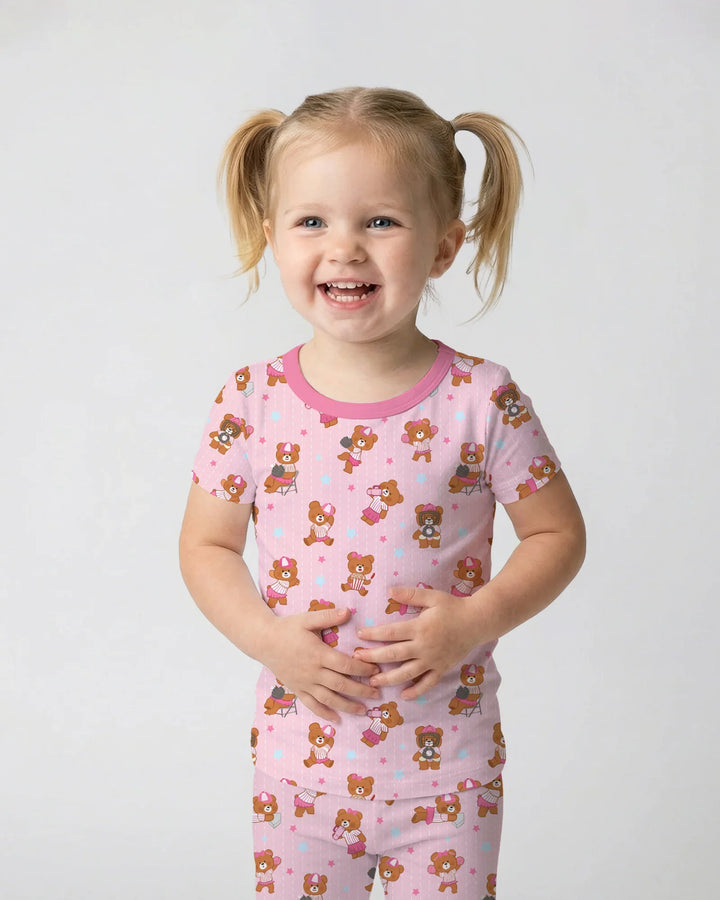 Born To Play Baseball Bamboo Two Piece Short Sleeve Pajama Set