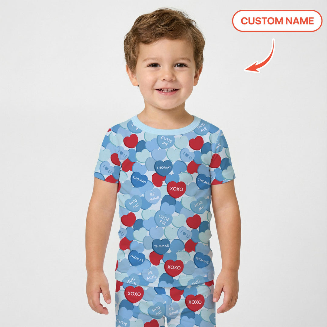 Valentine Candy Crush Family Matching Two Piece Short Sleeve Pajama Set