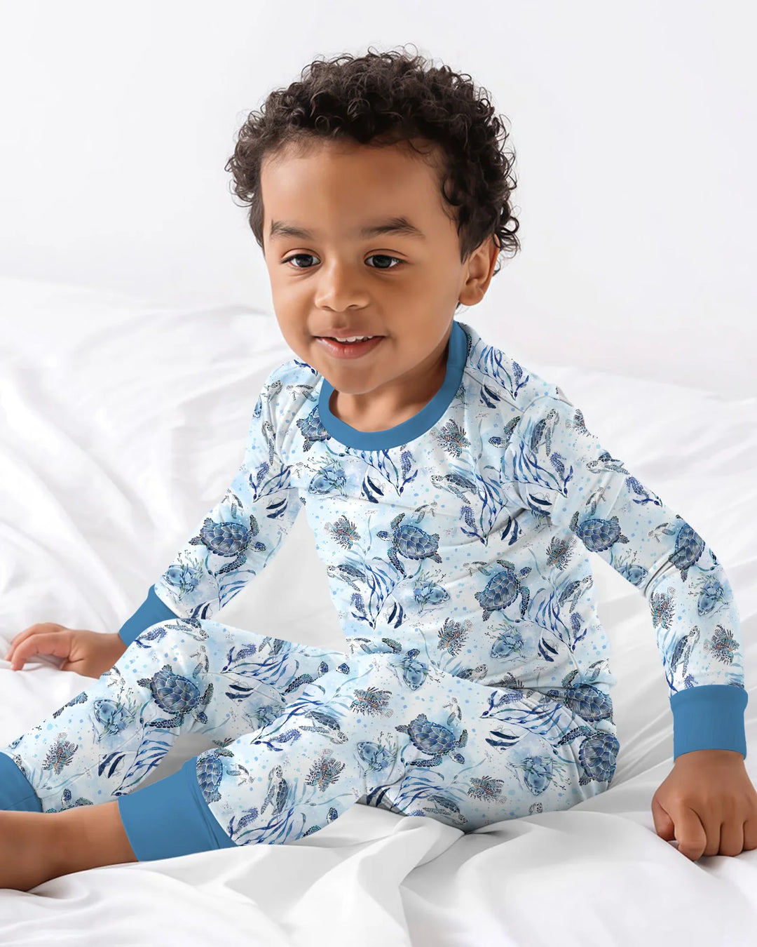 Little Turtles Family Matching Bamboo Two Piece Long Sleeve Pajama Set
