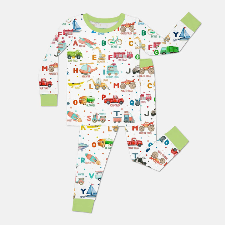 Transportation Alphabet Two Piece Long Sleeve Pajama Set