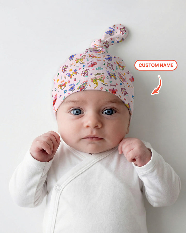 Grüne Knotenmütze mit Bauernhoftieren