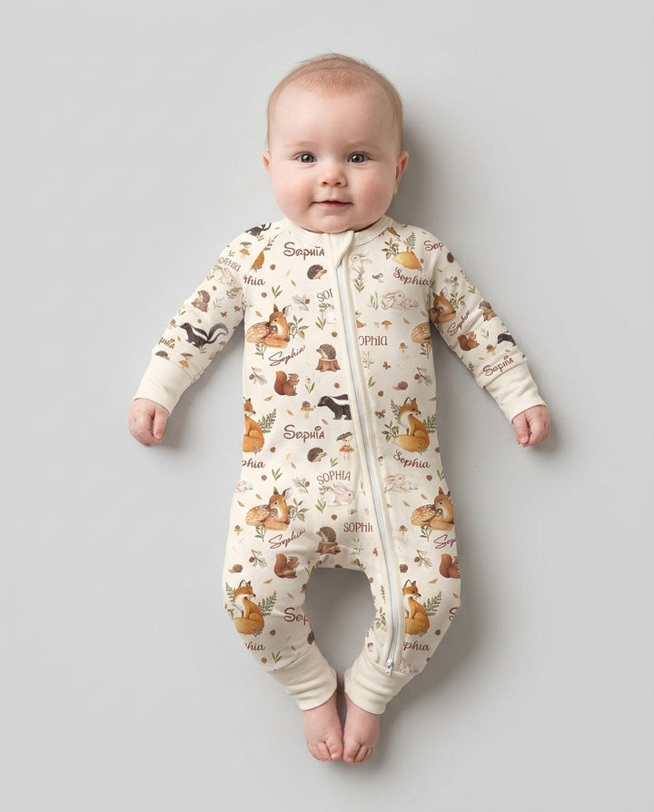 Custom Name Woodland Friends Bamboo Convertible Zippy