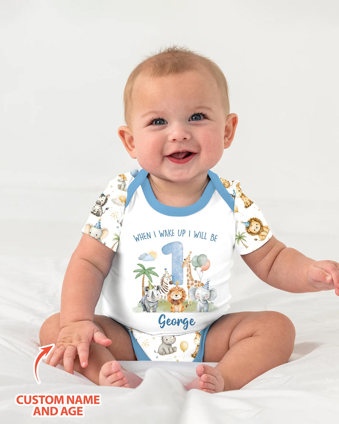 Custom Name Safari Animals When I Wake Up I Will Be Birthday Bamboo Bodysuit
