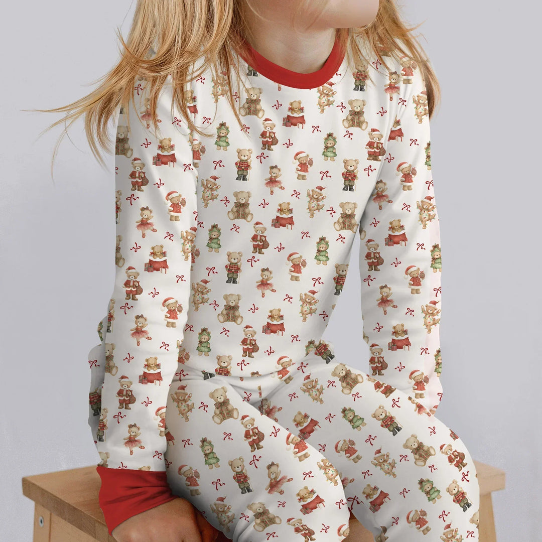 Christmas Teddy Bears Two Piece Long Sleeve Pajama Set