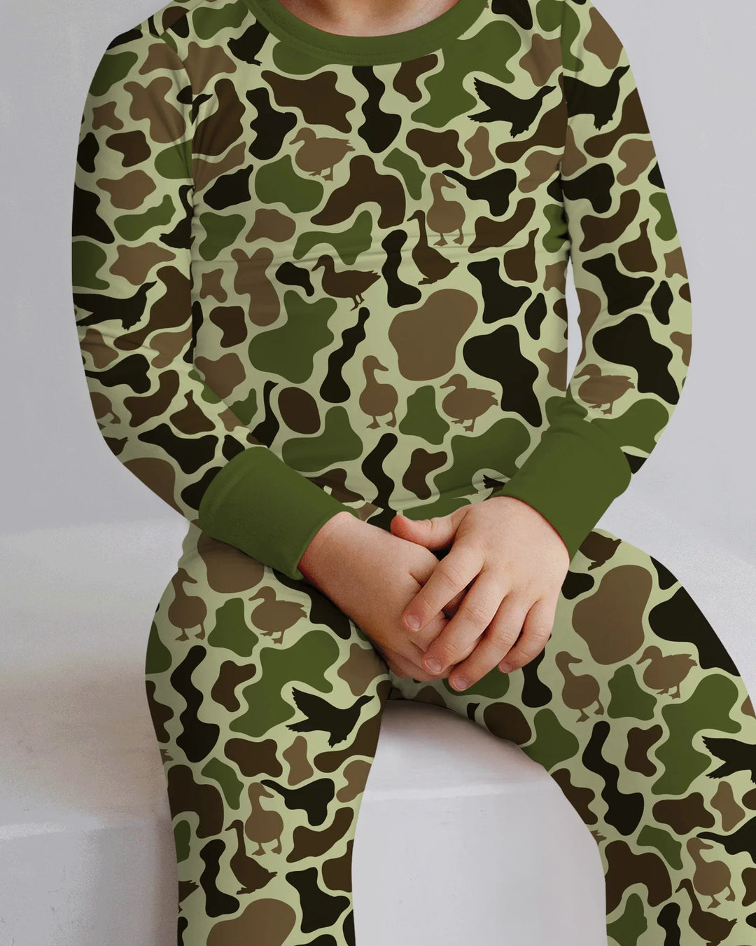 Mallard Duck Hunting Camouflage Bamboo Two Piece Long Sleeve Pajama Set