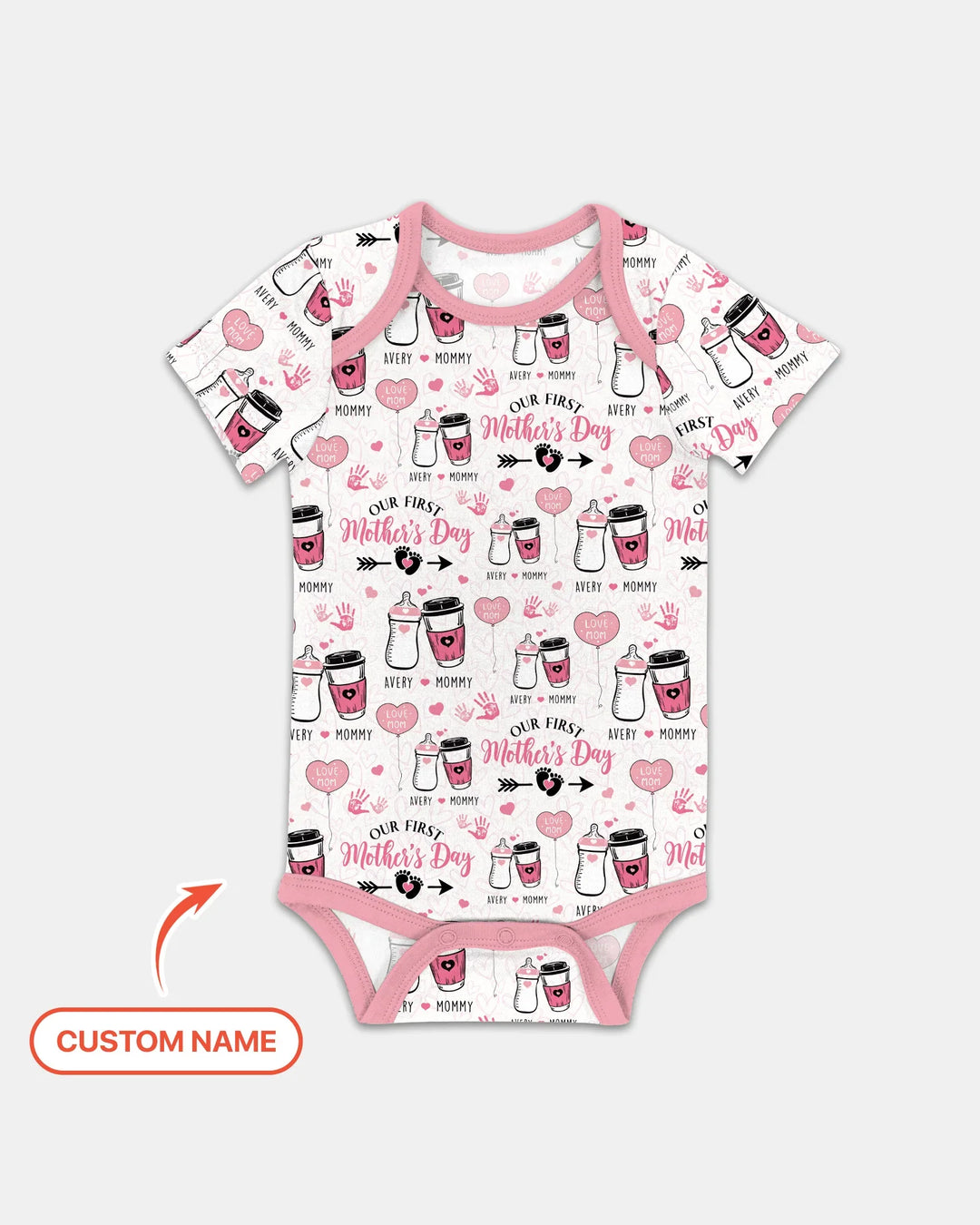 Custom Name First Mother's Day Drink Bamboo Bodysuit