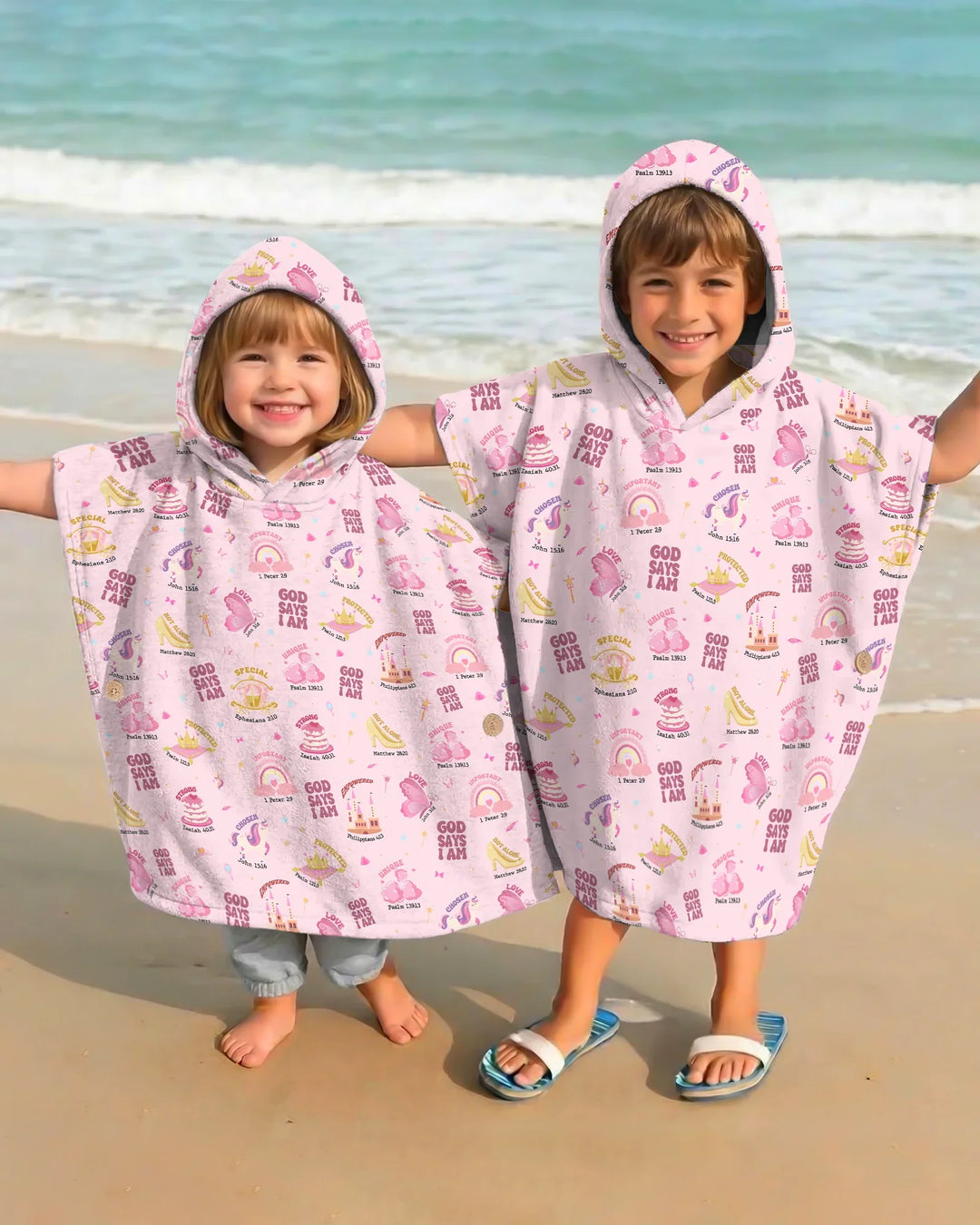 God Says I Am Girl Bamboo Swim Poncho