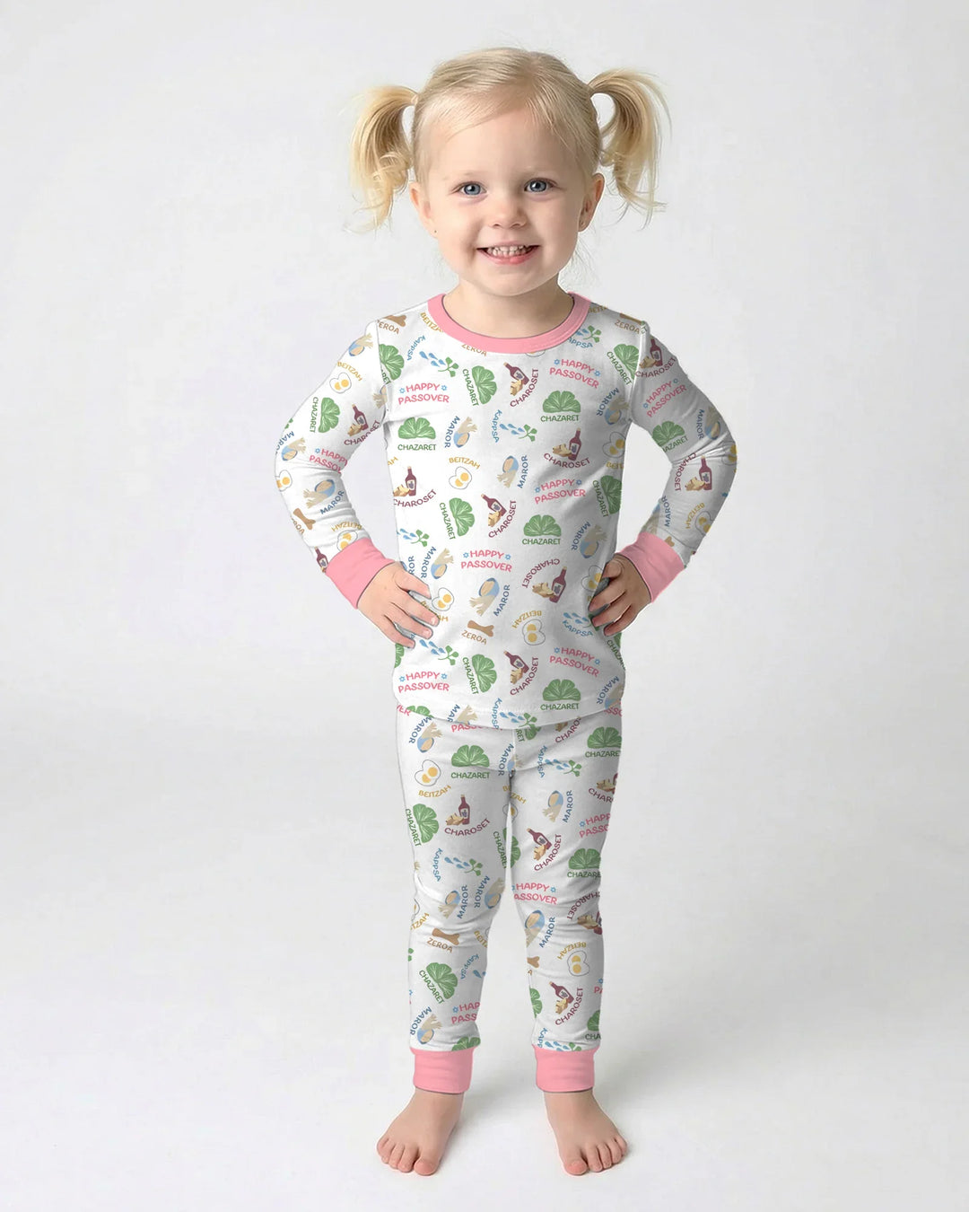 Happy Passover Matching Family Two Piece Long Sleeve Pajama Set