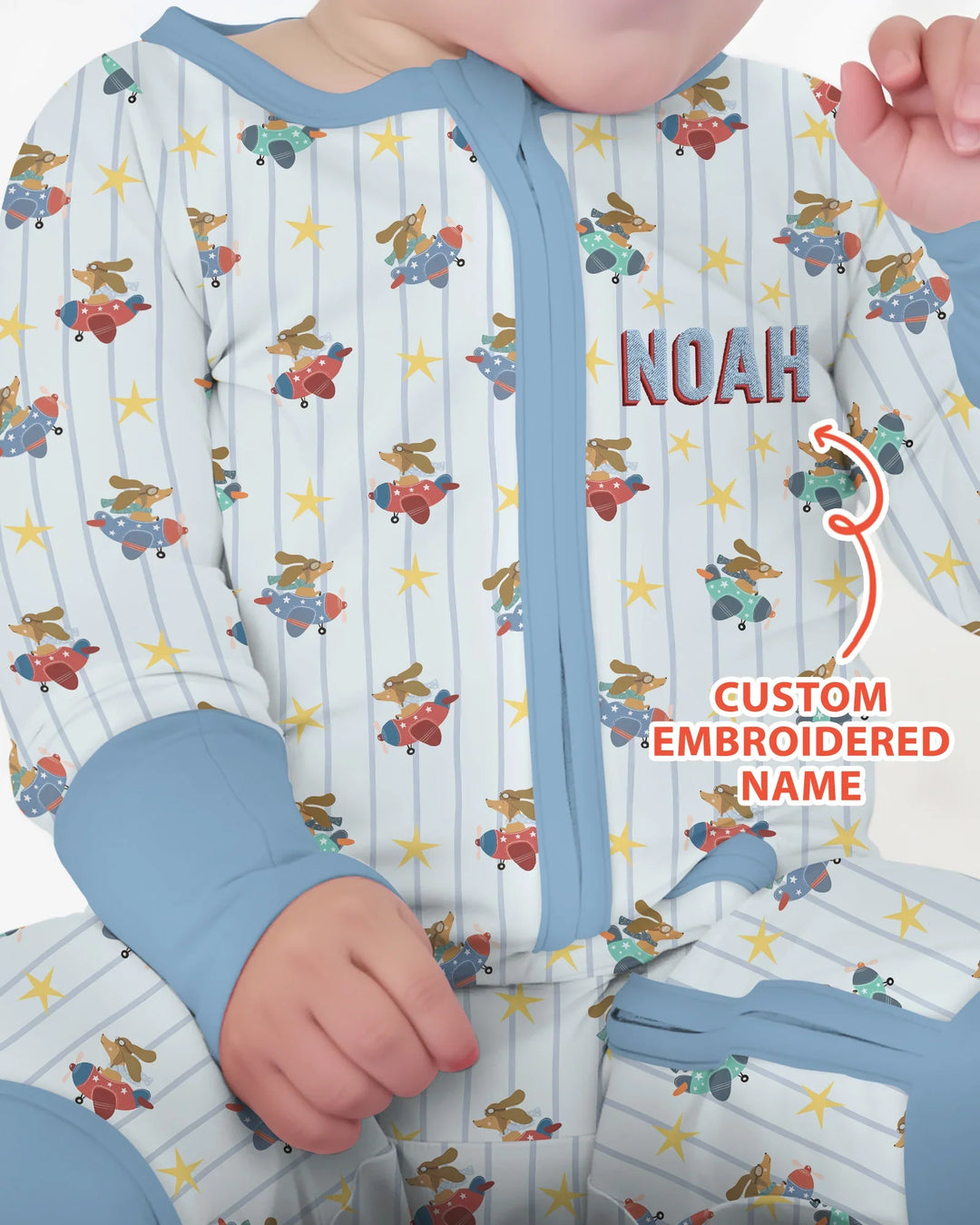 Custom Name Embroidered Dachshund Pilot Bamboo Convertible Zippy